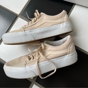 Chunky beige cream suede vans